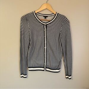 Talbots Black and White Houndstooth Cardigan